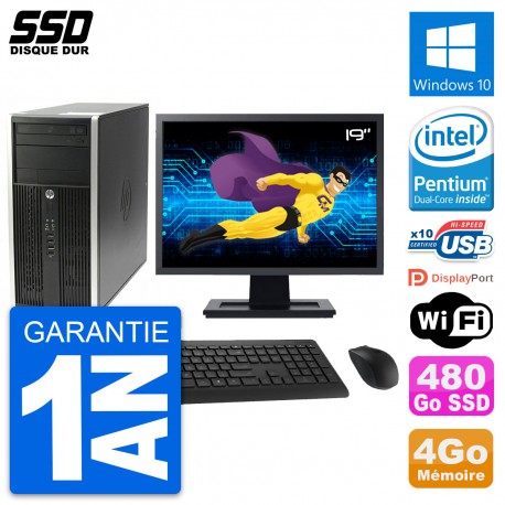 PC Tour HP Pro 6200 CMT Ecran 19" Intel G630 RAM 4Go SSD 480Go Windows 10 Wifi