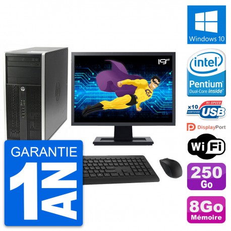 PC Tour HP Pro 6200 CMT Ecran 19" G630 RAM 8Go Disque Dur 250Go Windows 10 Wifi