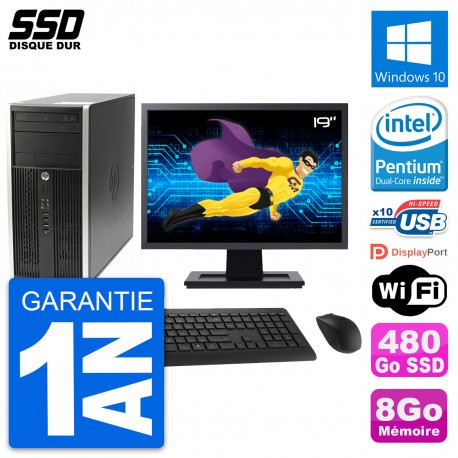 PC Tour HP Pro 6200 CMT Ecran 19" Intel G630 RAM 8Go SSD 480Go Windows 10 Wifi