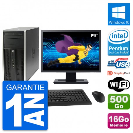 PC Tour HP Pro 6200 CMT Ecran 19" G630 RAM 16Go Disque Dur 500Go Windows 10 Wifi