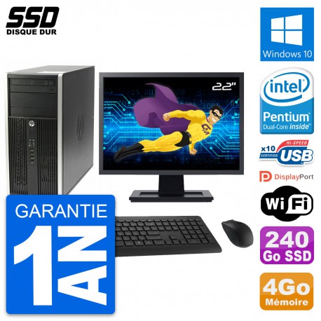 PC Tour HP Pro 6200 CMT Ecran 22" Intel G630 RAM 4Go SSD 240Go Windows 10 Wifi