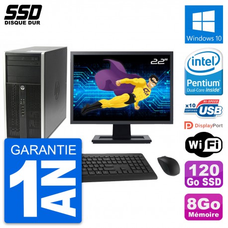 PC Tour HP Pro 6200 CMT Ecran 22" Intel G630 RAM 8Go SSD 120Go Windows 10 Wifi