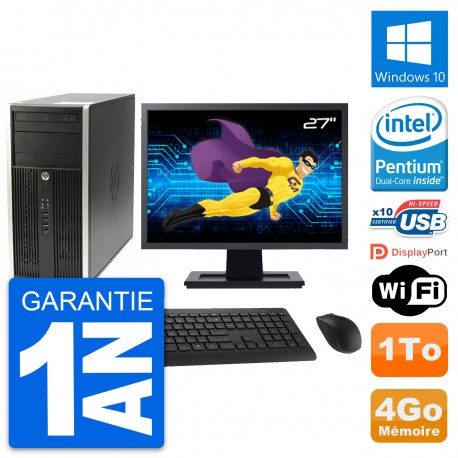 PC Tour HP Pro 6200 CMT Ecran 27" G630 RAM 4Go Disque Dur 1To Windows 10 Wifi