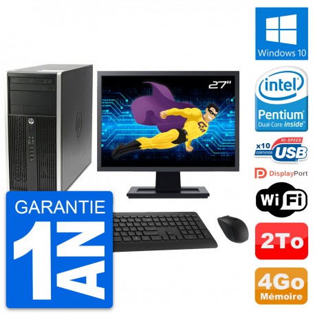 PC Tour HP Pro 6200 CMT Ecran 27" G630 RAM 4Go Disque Dur 2To Windows 10 Wifi