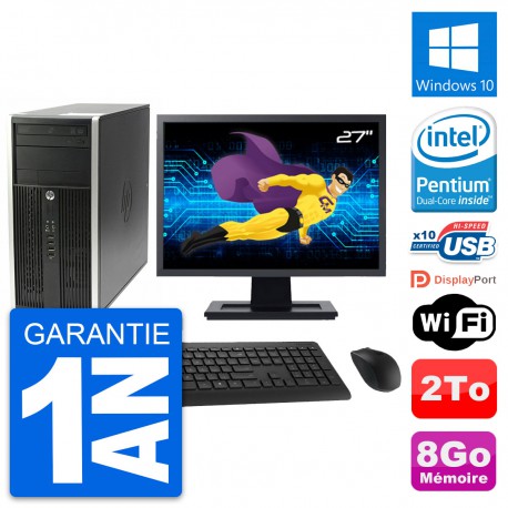 PC Tour HP Pro 6200 CMT Ecran 27" G630 RAM 8Go Disque Dur 2To Windows 10 Wifi