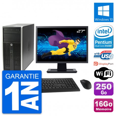 PC Tour HP Pro 6200 CMT Ecran 27" G630 RAM 16Go Disque Dur 250Go Windows 10 Wifi