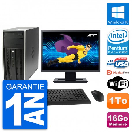 PC Tour HP Pro 6200 CMT Ecran 27" G630 RAM 16Go Disque Dur 1To Windows 10 Wifi