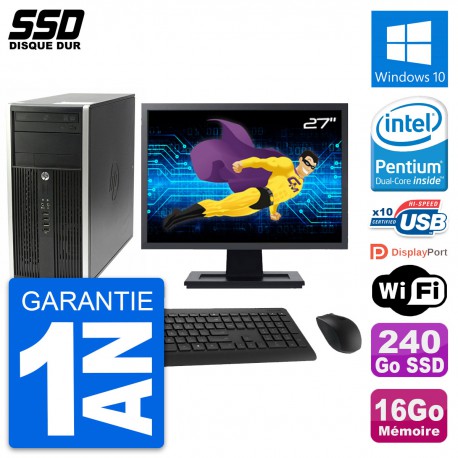 PC Tour HP Pro 6200 CMT Ecran 27" Intel G630 RAM 16Go SSD 240Go Windows 10 Wifi
