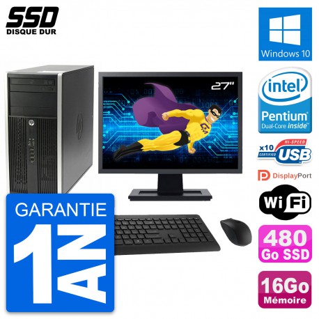 PC Tour HP Pro 6200 CMT Ecran 27" Intel G630 RAM 16Go SSD 480Go Windows 10 Wifi
