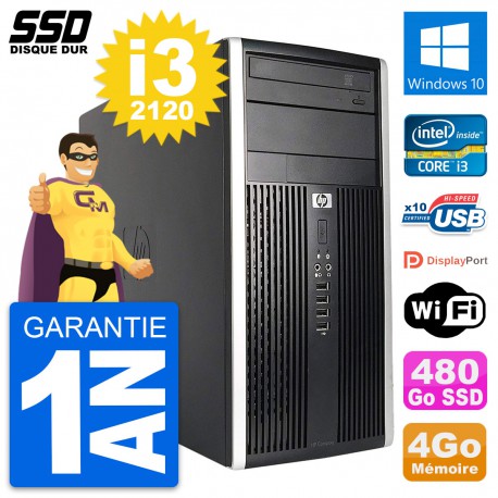 PC Tour HP Compaq Pro 6200 CMT Intel i3-2120 RAM 4Go SSD 480Go Windows 10 Wifi