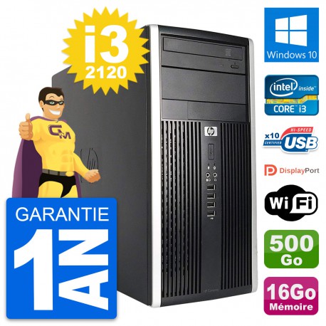 PC Tour HP Compaq 6200 CMT Intel i3-2120 RAM 16Go Disque 500Go Windows 10 Wifi