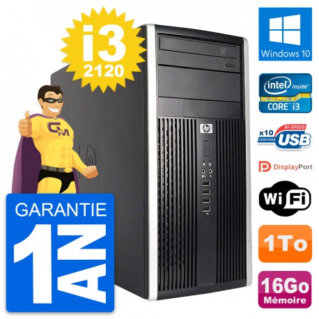 PC Tour HP Compaq Pro 6200 CMT Intel i3-2120 RAM 16Go Disque 1To Windows 10 Wifi