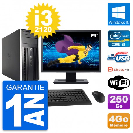 PC Tour HP Pro 6200 CMT Ecran 19" i3-2120 RAM 4Go Disque 250Go Windows 10 Wifi