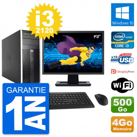 PC Tour HP Pro 6200 CMT Ecran 19" i3-2120 RAM 4Go Disque 500Go Windows 10 Wifi