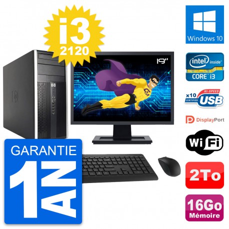 PC Tour HP Pro 6200 CMT Ecran 19" i3-2120 RAM 16Go Disque 2To Windows 10 Wifi