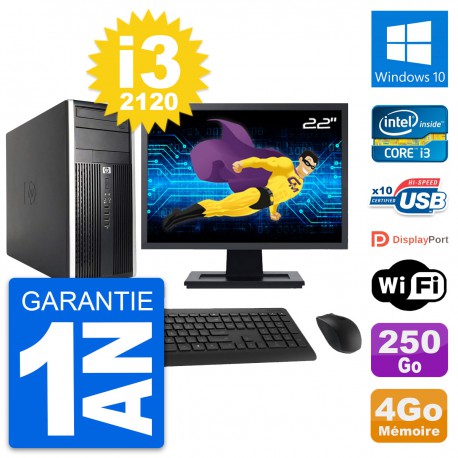 PC Tour HP Pro 6200 CMT Ecran 22" i3-2120 RAM 4Go Disque 250Go Windows 10 Wifi