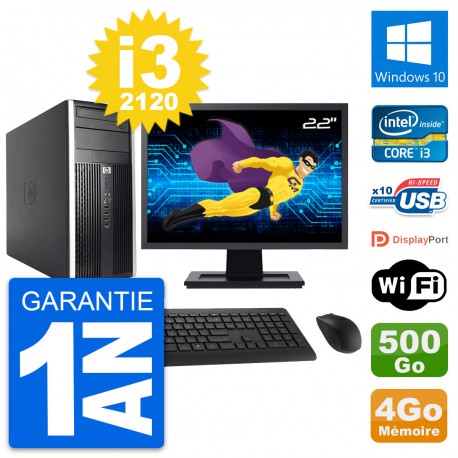PC Tour HP Pro 6200 CMT Ecran 22" i3-2120 RAM 4Go Disque 500Go Windows 10 Wifi