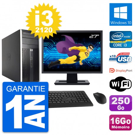 PC Tour HP Pro 6200 CMT Ecran 27" i3-2120 RAM 16Go Disque 250Go Windows 10 Wifi