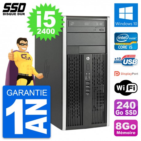PC Tour HP Compaq Pro 6200 CMT Intel i5-2400 RAM 8Go SSD 240Go Windows 10 Wifi