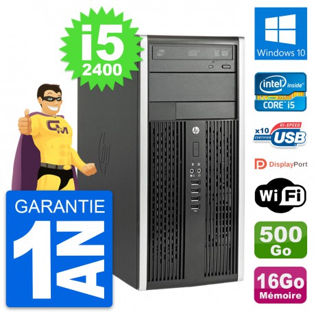 PC Tour HP Compaq 6200 CMT Intel i5-2400 RAM 16Go Disque 500Go Windows 10 Wifi