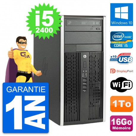 PC Tour HP Compaq Pro 6200 CMT Intel i5-2400 RAM 16Go Disque 1To Windows 10 Wifi