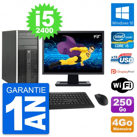 PC Tour HP Pro 6200 CMT Ecran 19" i5-2400 RAM 4Go Disque 250Go Windows 10 Wifi