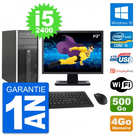 PC Tour HP Pro 6200 CMT Ecran 19" i5-2400 RAM 4Go Disque 500Go Windows 10 Wifi
