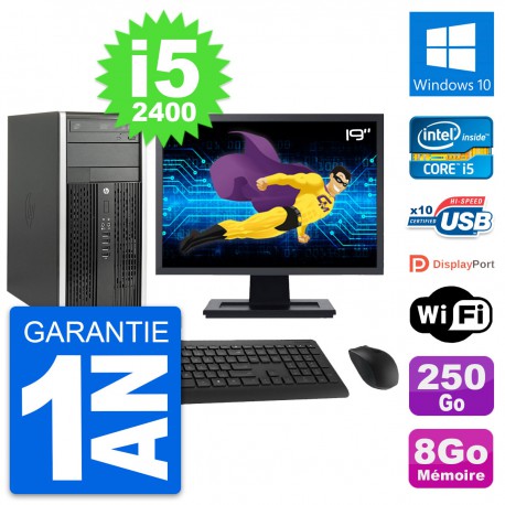 PC Tour HP Pro 6200 CMT Ecran 19" i5-2400 RAM 8Go Disque 250Go Windows 10 Wifi