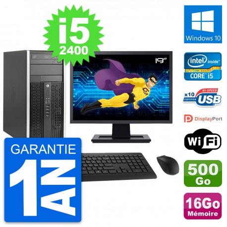 PC Tour HP Pro 6200 CMT Ecran 19" i5-2400 RAM 16Go Disque 500Go Windows 10 Wifi
