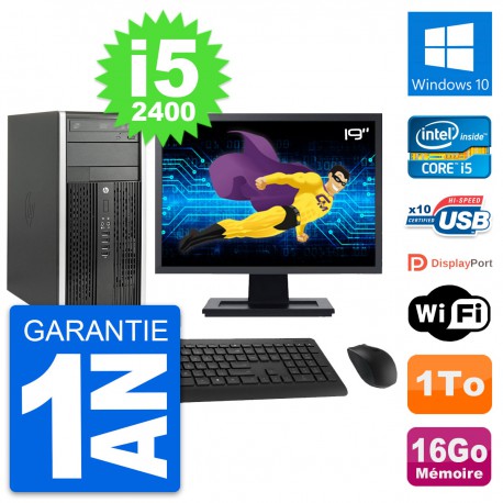 PC Tour HP Pro 6200 CMT Ecran 19" i5-2400 RAM 16Go Disque 1To Windows 10 Wifi