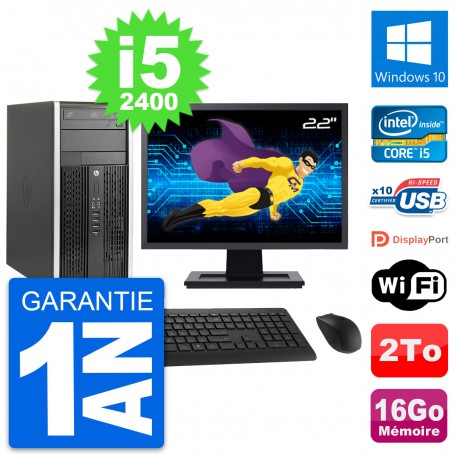 PC Tour HP Pro 6200 CMT Ecran 22" i5-2400 RAM 16Go Disque 2To Windows 10 Wifi