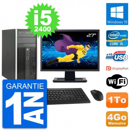 PC Tour HP Pro 6200 CMT Ecran 27" i5-2400 RAM 4Go Disque Dur 1To Windows 10 Wifi