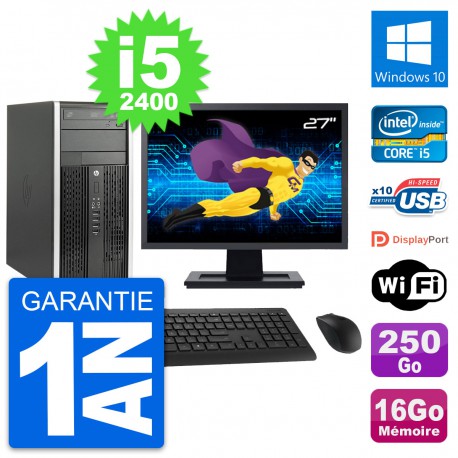 PC Tour HP Pro 6200 CMT Ecran 27" i5-2400 RAM 16Go Disque 250Go Windows 10 Wifi