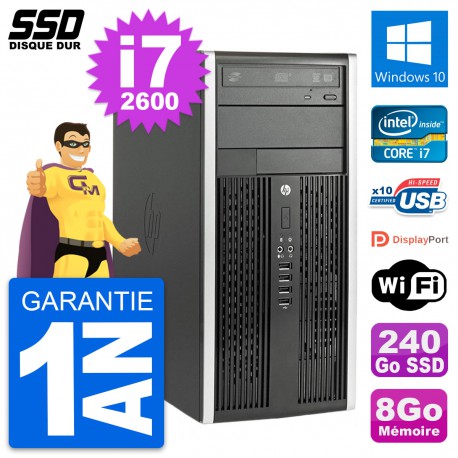 PC Tour HP Compaq Pro 6200 CMT Intel i7-2600 RAM 8Go SSD 240Go Windows 10 Wifi