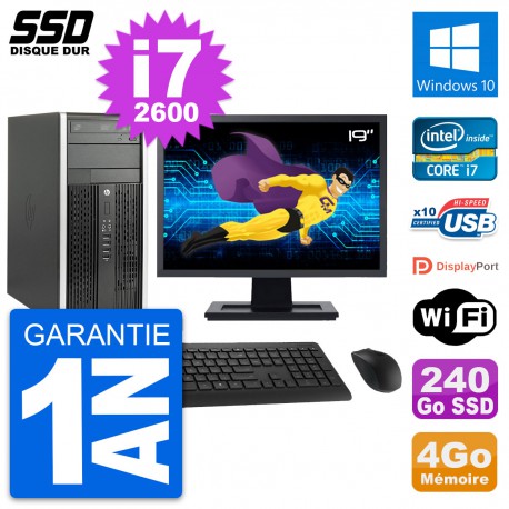 PC Tour HP Pro 6200 CMT Ecran 19" Core i7-2600 RAM 4Go SSD 240Go Windows 10 Wifi