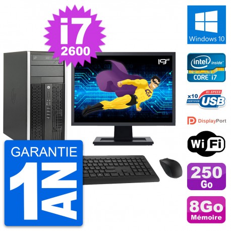 PC Tour HP Pro 6200 CMT Ecran 19" i7-2600 RAM 8Go Disque 250Go Windows 10 Wifi