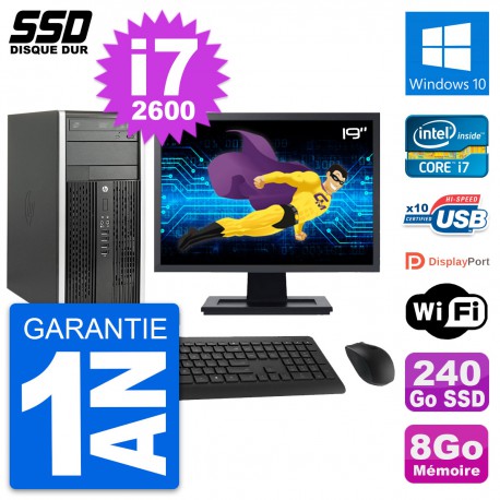 PC Tour HP Pro 6200 CMT Ecran 19" Core i7-2600 RAM 8Go SSD 240Go Windows 10 Wifi