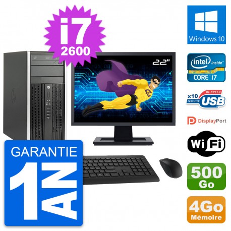 PC Tour HP Pro 6200 CMT Ecran 22" i7-2600 RAM 4Go Disque 500Go Windows 10 Wifi