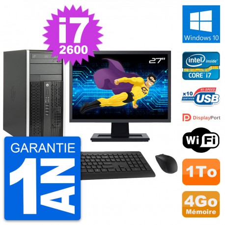 PC Tour HP Pro 6200 CMT Ecran 27" i7-2600 RAM 4Go Disque Dur 1To Windows 10 Wifi