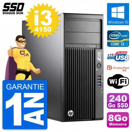 PC Tour HP WorkStation Z230 Intel Core i3-4150 RAM 8Go SSD 240Go Windows 10 Wifi
