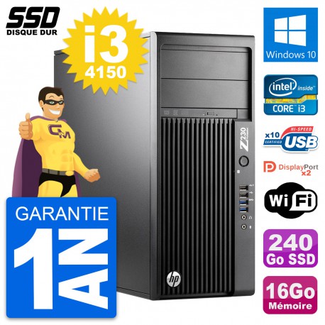 PC Tour HP WorkStation Z230 Intel i3-4150 RAM 16Go SSD 240Go Windows 10 Wifi