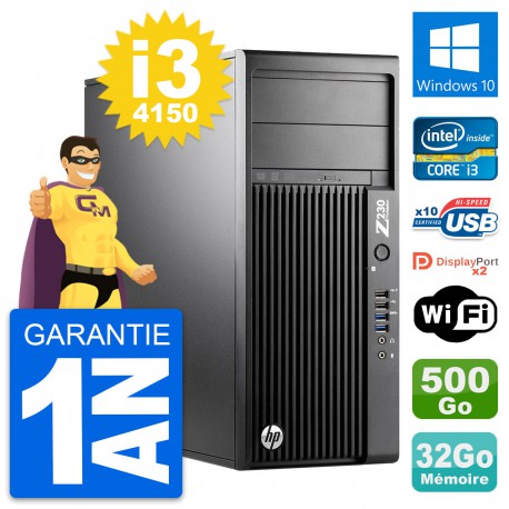 PC Tour HP Z230 Intel Core i3-4150 RAM 32Go Disque Dur 500Go Windows 10 Wifi