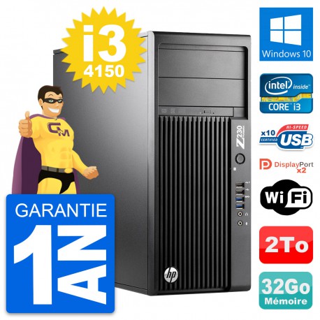 PC Tour HP Z230 Intel Core i3-4150 RAM 32Go Disque Dur 2To Windows 10 Wifi