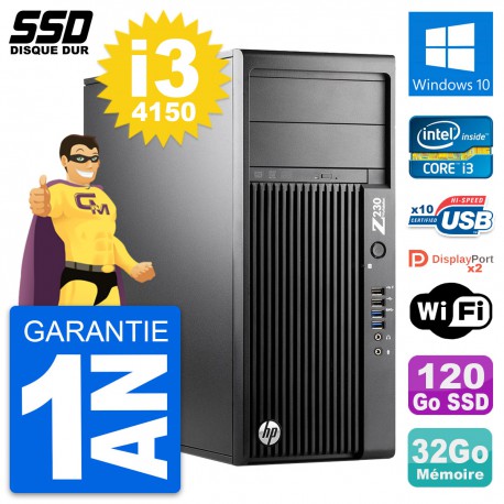 PC Tour HP WorkStation Z230 Core i3-4150 RAM 32Go SSD 120Go Windows 10 Wifi