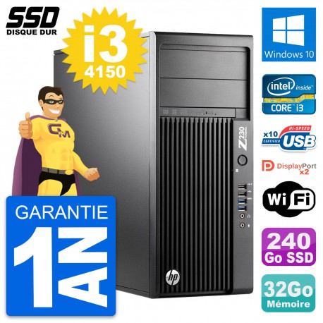 PC Tour HP WorkStation Z230 Core i3-4150 RAM 32Go SSD 240Go Windows 10 Wifi