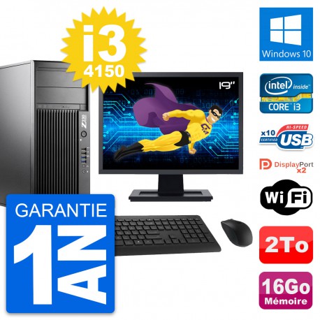 PC Tour HP Z230 Ecran 19" Intel Core i3-4150 RAM 16Go Disque 2To Windows 10 Wifi
