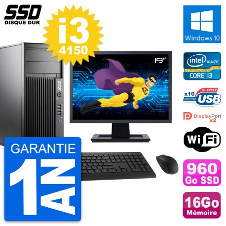 PC Tour HP Z230 Ecran 19" Intel Core i3-4150 RAM 16Go SSD 960Go Windows 10 Wifi
