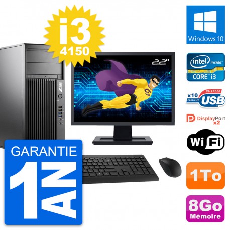 PC Tour HP Z230 Ecran 22" Intel Core i3-4150 RAM 8Go Disque 1To Windows 10 Wifi