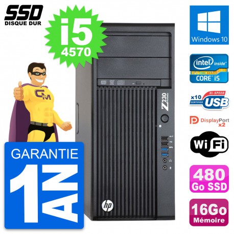 PC Tour HP WorkStation Z230 Intel i5-4570 RAM 16Go SSD 480Go Windows 10 Wifi