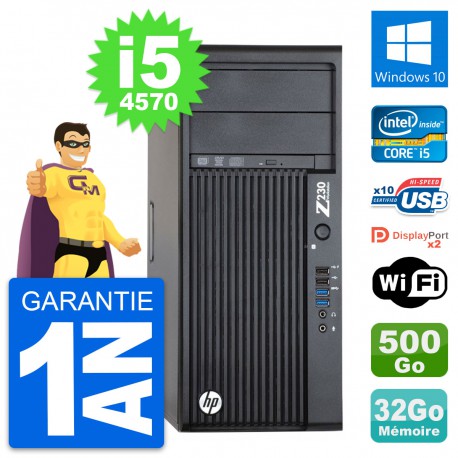 PC Tour HP Z230 Intel Core i5-4570 RAM 32Go Disque Dur 500Go Windows 10 Wifi
